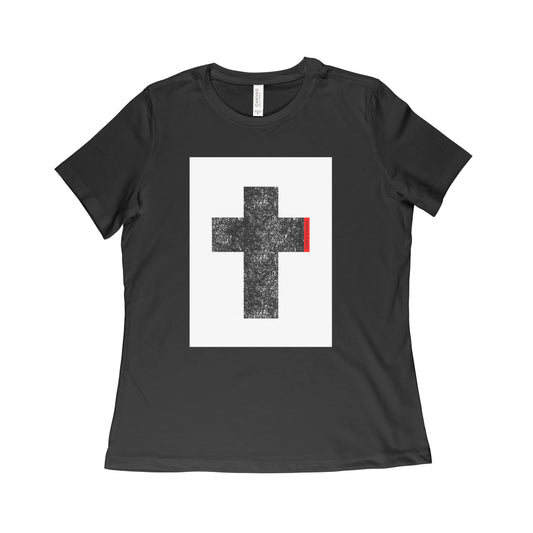 The Block Cross Tee (White Print Women's)