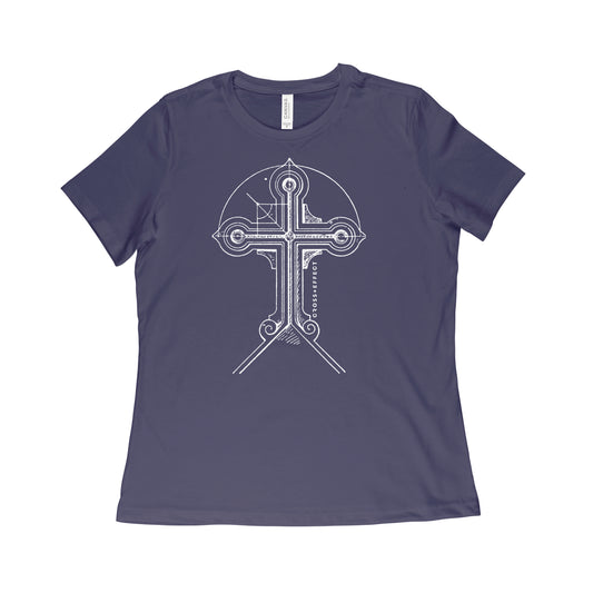 The Blueprint Cross Tee (White Print Women's)