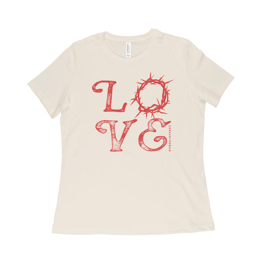 The LOVE Tee (Red Print Natural Women's)